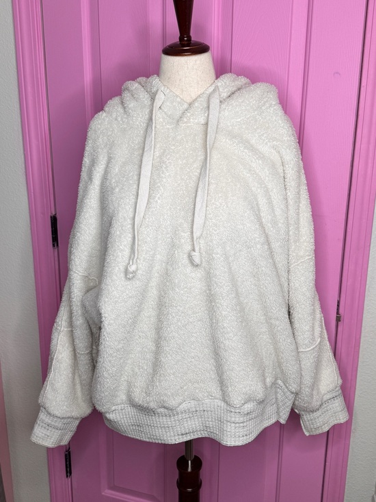 Free People Jackets & Blazers - Free People Cream Oversized Plush Hoodie Pullover
